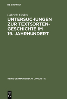 Untersuchungen Zur Textsortengeschichte Im 19. Jahrhundert 3484311762 Book Cover