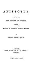 Aristotle: A Chapter From the History of Science, Including Analyses of Aristotle's Scientific Writings 1018021965 Book Cover