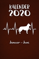 Kalender 2020: Brauner Tageskalender Sibirischer Husky Herzschlag Hunde 1. Halbjahr Januar Juni ca DIN A5 weiß über 190 Seiten 1650651201 Book Cover