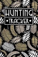 Hunting Tracker: Cute Golden Leaves Leaf Branch Nature Plant Design Pattern in Black Cover 1080051805 Book Cover