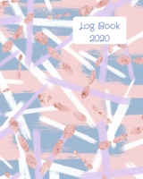 Log Book 2020: Low content book publishers log book. List date made, isbn, title, interior source and imprint used. Perfect to organize and track books published. Pink, white & blue abstract design 1675720320 Book Cover