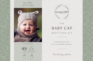 The Baby Cap Knitting Kit: Norwegian Knits from KlompeLOMPE,100% Merino Wool, Bamboo Needles, Accessory Bag, Step-by-Step Booklet, and Bonus Videos; ... (Norwegian Knitting Kits from KlompeLOMPE, 1) 0764372513 Book Cover