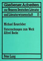Untersuchungen Zum Werk Alfred Bocks 3631488483 Book Cover
