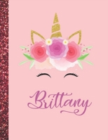 Brittany: Brittany Marble Size Unicorn SketchBook Personalized White Paper for Girls and Kids to Drawing and Sketching Doodle Taking Note Size 8.5 x 11 1658390490 Book Cover