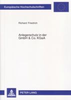 Anlegerschutz in Der Gmbh & Co. Kgaa 3631554613 Book Cover