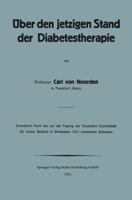 Uber Den Jetzigen Stand Der Diabetestherapie 3662299097 Book Cover