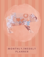 Monthly/Weekly Planner: Striped Orange Japanese Origami Bear Weekly Planner + Monthly Calendar Views 12 Month Agenda Planner Gift For Bear Lovers 1676075607 Book Cover