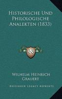 Historische Und Philologische Analekten (1833) 1271410966 Book Cover