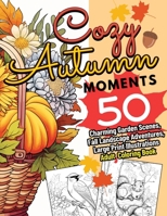 Cozy Autumn Moments: 50 Charming Garden Scenes, Fall Landscape Adventures, Large Print Illustrations Adult Coloring Book B0CNKHD2Q6 Book Cover