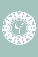 Y: Initial Y Monogram Notebook Journal Gift Pale blue Butterfly Circle design 1673356583 Book Cover