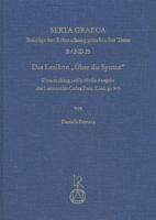 Das Lexikon Uber Die Syntax: Untersuchung Und Kritische Ausgabe Des Lexikons Im Codex Paris. Coisl. Gr. 345 389500538X Book Cover