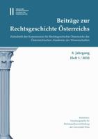 Beitrage Zur Rechtsgeschichte Osterreichs 8. Jahrgang Band 1./2018 3700182740 Book Cover