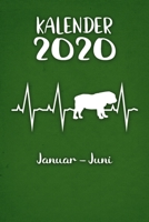 Kalender 2020: Grüner Tageskalender Englische Bulldogge Herzschlag Hunde 1. Halbjahr Januar Juni ca DIN A5 weiß über 190 Seiten 1650713916 Book Cover