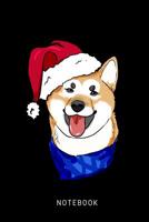 Notebook: Happy Shiba Inu Dog Wearing A Christmas Hat 1076945163 Book Cover