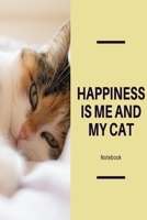 Happiness is me and my cat notebook: Lemon kitty lined paperback jotter 1691042307 Book Cover