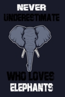 Never Underestimate A Woman Who Loves Elephants: lined note book journal 6x9 inches, 120 pages, for women who love elephants 1670444562 Book Cover