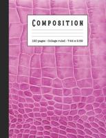 Composition: Wide ruled education composition notebook for school and college students and teachers - Pink mock croc leather effect cover design 1080278869 Book Cover