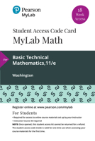 Mylab Math with Pearson Etext -- 18 Week Standalone Access Card -- For Basic Technical Mathematics 0135902878 Book Cover