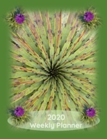 2020 Weekly Planner: Paperback Journal Style Calendar with Green Cover, Cactus and Purple Flowers 1654743593 Book Cover