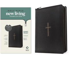 NLT Compact Giant Print Zipper Bible, Filament-Enabled Edition (LeatherLike, Black Cross, Red Letter) 1496486730 Book Cover