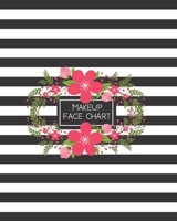 Makeup Face Chart: Workbook for Planning and Practicing Makeup/Personal and Professional Black and White Stripes with Flower Border 1710576413 Book Cover