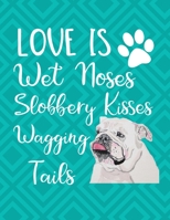 Love Is Wet Noses Slobbery Kisses Wagging Tails: Academic Planner 2019-2020 August to July 8.5x11 12 Month Undated Class Tracker Goals Schedule At A Glance Old English Bulldog 1692531778 Book Cover