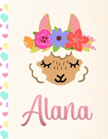 Alana: Personalized Llama Primary Story Journal For Girls With Pink Name | Half Ruled Dotted Midline and Blank Picture Space | Kindergarten to Early ... | Grades K-2 Composition School Exercise Book 1652660690 Book Cover