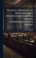 Prozeà -Ordnung in BÃ1/4rgerlichen Rechtsstreitigkeiten fÃ1/4r das Groà herzogthum Baden. (German Edition) 1024771156 Book Cover