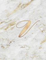Graph Paper Notebook : Marble Elegant Gold Monogram Letter V Grid and Quad Rule (8. 5x11) Composition Notebook for Students 1793855900 Book Cover