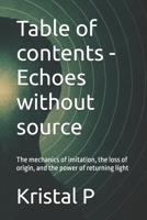Table of contents - Echoes without source: The mechanics of imitation, the loss of origin, and the power of returning light B0FHHT54VJ Book Cover