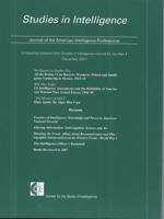 Studies in Intelligence, Journal of the American Intelligence Professional, Unclassified Extracts from Studies in Intelligence, V. 51, No. 4 (December 0160811287 Book Cover