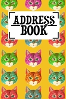 Address Book: Cute Colorful Animal Cat Pattern in Yellow Cover Gift 1079263403 Book Cover