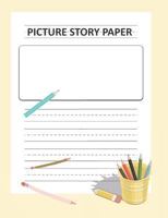 Picture Story Paper: For Boys & Girls_kinder-3rd Grade_100 Pages 7.44 X 9.69 (Measured Top Space for Title, Picture Box for Drawings and Illustrations and Centered Dotted Lines for Handwriting Guide)  179434988X Book Cover