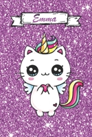 Emma: Glossy Sketchbook Cute Cat Unicorn Doughnut Kawaii Sketch Book for Girls 111 Pages of 6x9 inch Blank Paper for Drawing, Doodling or Sketching Sketchbooks For Kids 1673087434 Book Cover
