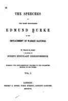 The Speeches of the Right Honourable Edmund Burke - Vol. I 1534684719 Book Cover
