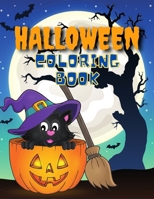Halloween Coloring Book: A great Halloween gift for toddlers and kids ages 4-8 with black cat and pumpkin B08FP54X45 Book Cover