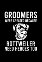 GROOMERS WERE CREATED BECAUSE ROTTWEILER NEED HEROES TOO: Cute Rottweiler Default Ruled Notebook, Great Accessories & Gift Idea for Rottweiler Owner & ... Ruled Notebook With An Inspirational Quote. 1698208707 Book Cover