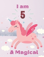 Unicorn SketchBook: I Am 5 & Magical With Unicorn Inside More Space for Sketching and Drawing and Writing Journal for Kids and Girls Marble Size 8.5in x 11in with 110 Pages 1654357502 Book Cover