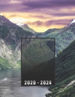 2020 - 2024: Logbook / 5 Year Planner / 60 Months Agenda (Jan - Dec), year at glance + 2 page monthly layout + notes, desktop notepad / Fjord in Norway 1704721016 Book Cover