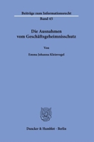 Die Ausnahmen Vom Geschaftsgeheimnisschutz 3428191919 Book Cover