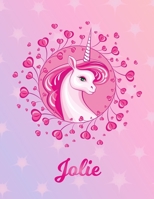 Jolie: Unicorn Sheet Music Note Manuscript Notebook Paper - Magical Horse Personalized Letter J Initial Custom First Name Cover - Musician Composer Instrument Composition Book - 12 Staves a Page Staff 170565553X Book Cover