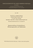 Speisenverteilung in Krankenhäusern Wärmewagensystem und Tablettsystem 3663039870 Book Cover
