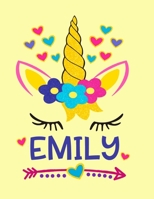 Emily: Unicorn Notebook For Girls Named Emily Personalized Notebooks Softcover 8.5x11 Wide Rule Blank Lined 100 Pages 1693254301 Book Cover