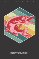 Raubfisch-Retro Monatsplaner: Monatsübersicht (Termine, Ziele, Notizen, Wochenplan) für Angler, Fischer und Freunde des Fischfangs (German Edition) 1660054486 Book Cover