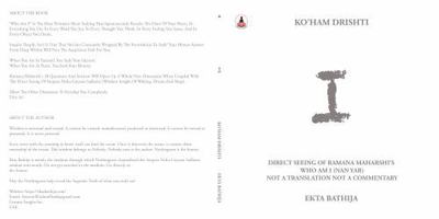 I: Ko'Ham Drishti: Direct Seeing of Ramana Maharshi's Who Am I [Nan Yar]: Not a Translation, Not a Commentary 1965163017 Book Cover