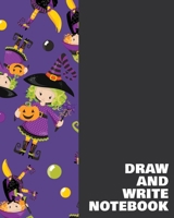 Draw and Write Notebook: Large Primary Composition Book for Handwriting Practice, Drawing, and Writing Stories with Cute Witch Illustration Pattern in Purple and Orange 1695179706 Book Cover