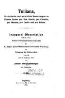 Tulliana, Textkritische Und Sprachliche Bemerkungen Zu Ciceros Reden Pro Sex 1534626298 Book Cover