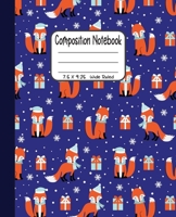 Composition Notebook: 7.5x9.25 Wide Ruled | Christmas Fox with Gifts 1678532320 Book Cover