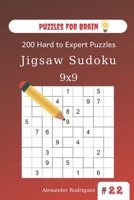 Puzzles for Brain - Jigsaw Sudoku 200 Hard to Expert Puzzles 9x9 (volume 22) 1673971318 Book Cover