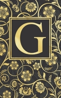 G: Beautiful Initial Monogram Letter G Fancy Journal Notebook Gorgeous Personalized Medium Lined Journal & Diary for Writing & Note Taking for Girls and Women Black Grey and Gold Floral Print 1695405803 Book Cover